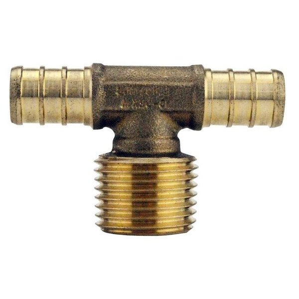 Apollo Valves Pipe Tee, 12 in, Barb x MPT x Barb, Brass, 200 psi Pressure APXMT12